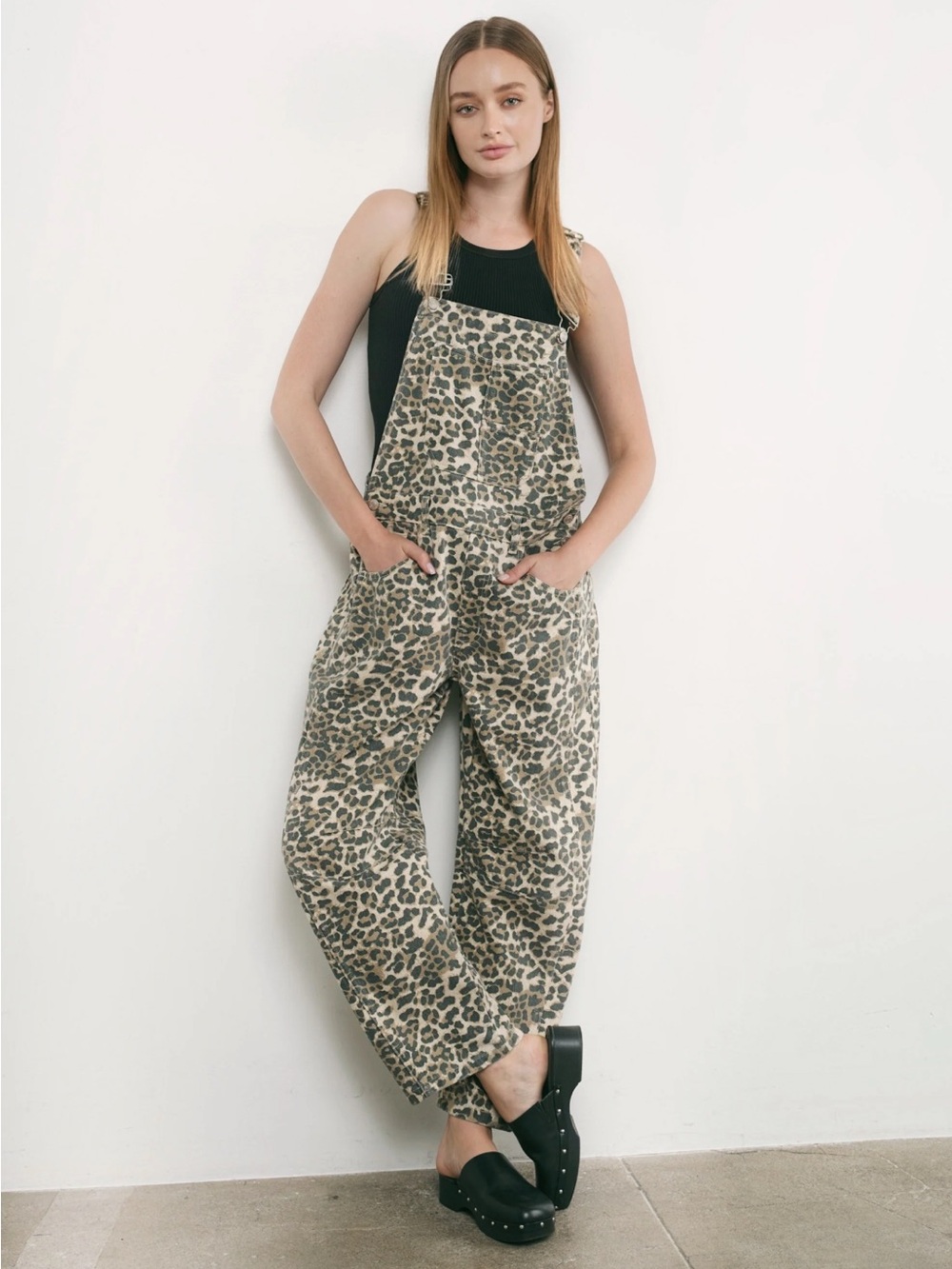Aaron & Amber Barrel-Leg Denim Overalls